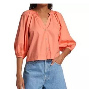 STAUD Dill Poplin Top Coral Women's sz XS Minimalist Chic